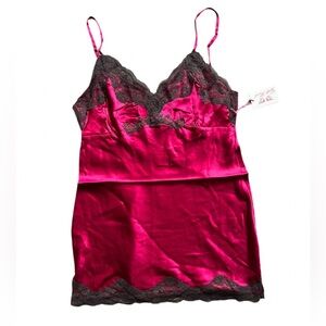 Gold Hawk Cerise Pink Silk Lace Camisole Small NWT